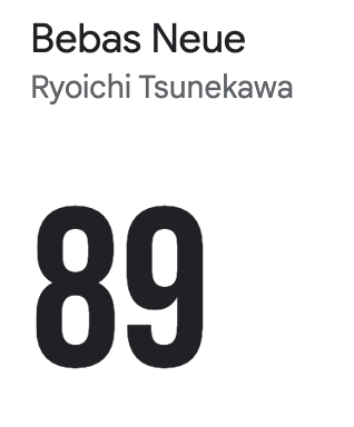 The number 89 in the Bebas Neue font